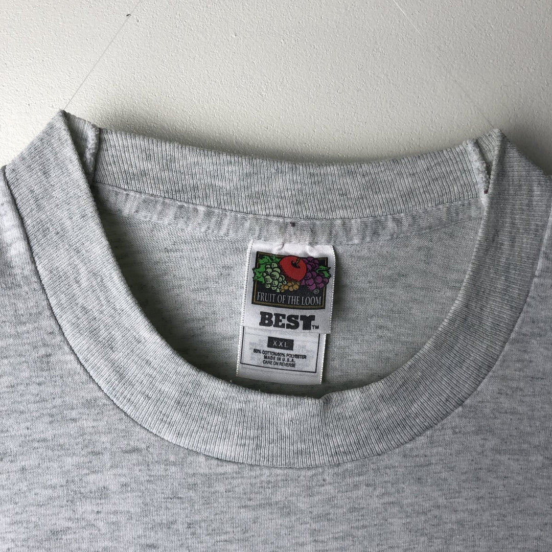 90'S Vintage Fruit of the Loom Vest Print T-Shirt, Men's XXL cotton gray type Vintage Second Hand