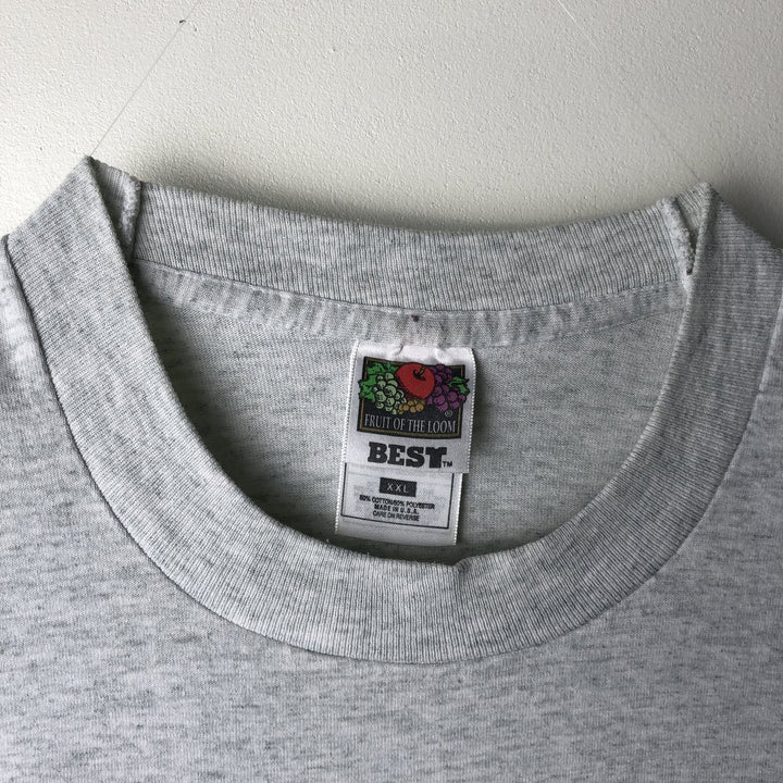 90'S Vintage Fruit of the Loom Vest Print T-Shirt, Men's XXL cotton gray type Vintage Second Hand