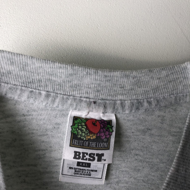 90'S Vintage Fruit of the Loom Vest Print T-Shirt, Men's XXL cotton gray type Vintage Second Hand