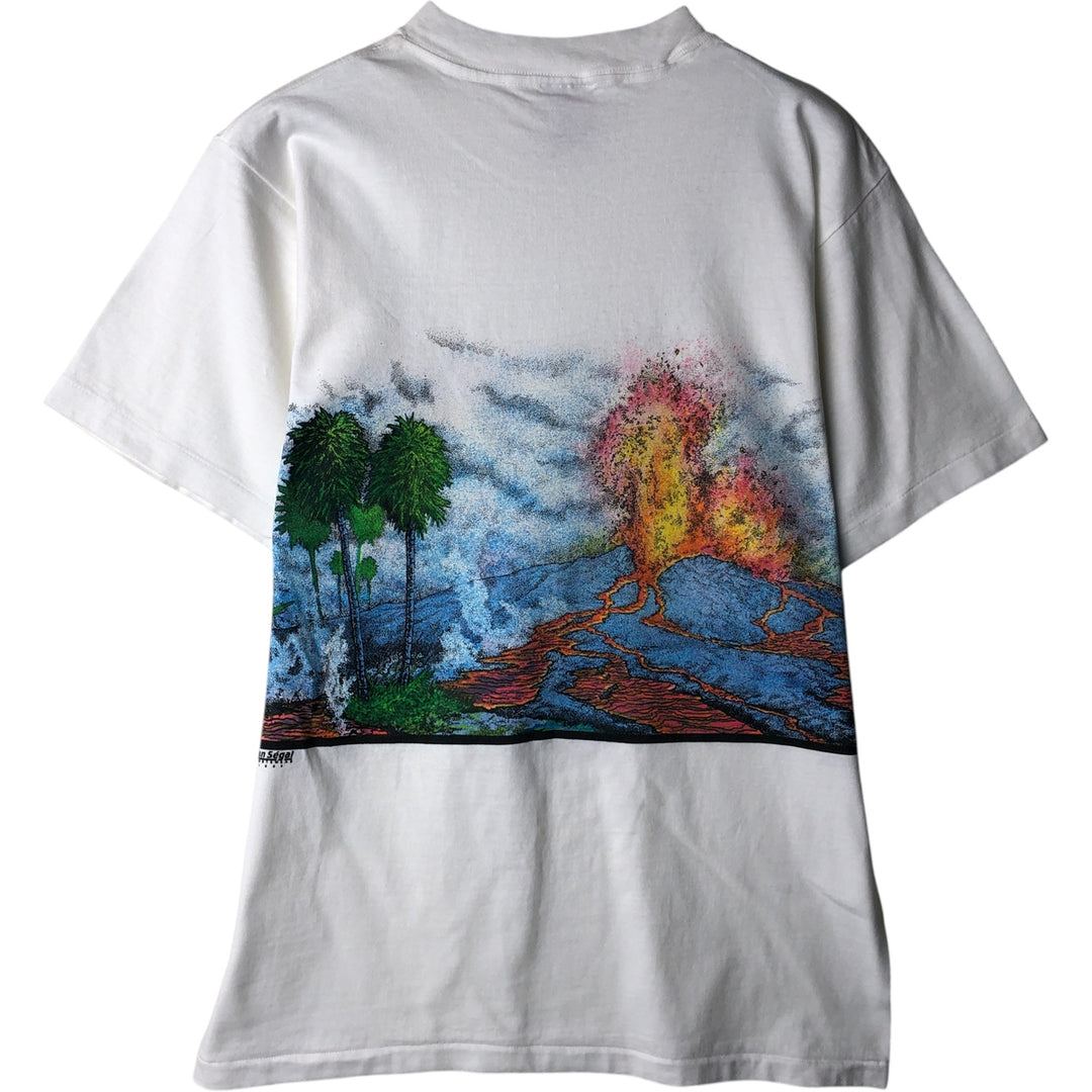 80'S Oneita Power-T San Segal Hawaii Large Print T-Shirt Made in USA Men's Size L cotton white type Vintage Second Hand