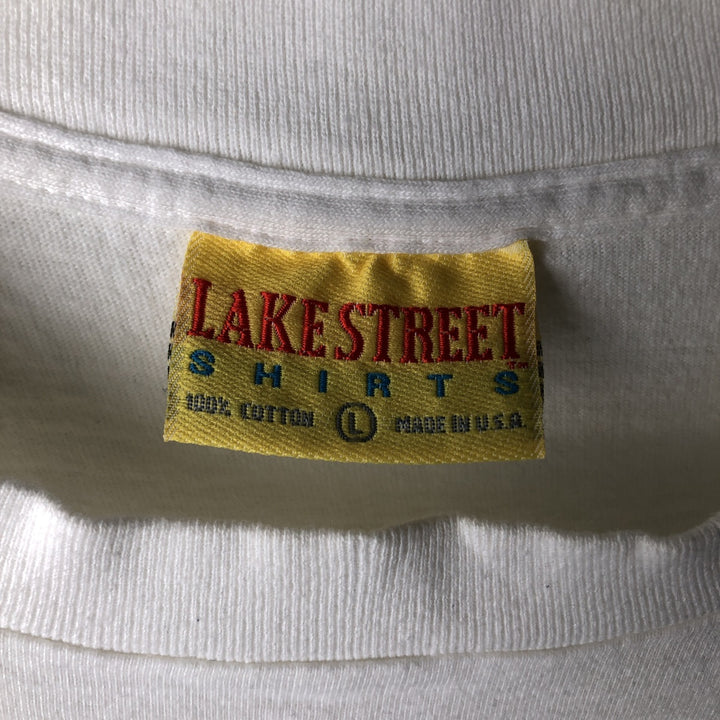 Vintage 90'S Lake Street Art T-shirt, Made in USA, Men's Size L cotton white type Vintage Second Hand
