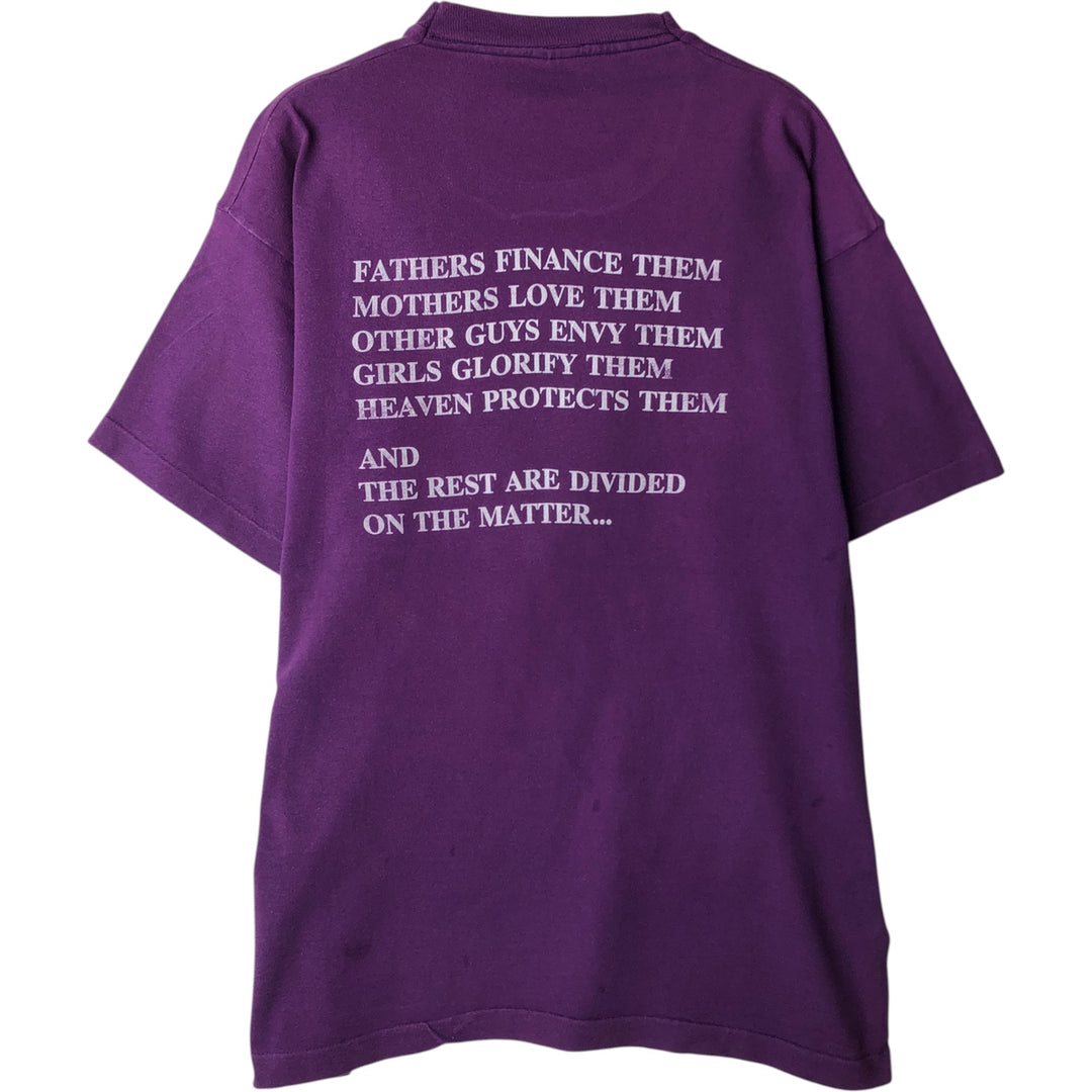 90'S Fruit of the Loom printed T-shirt, made in the USA, men's XL size, vintage cotton purple type Vintage Second Hand