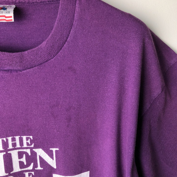 90'S Fruit of the Loom printed T-shirt, made in the USA, men's XL size, vintage cotton purple type Vintage Second Hand