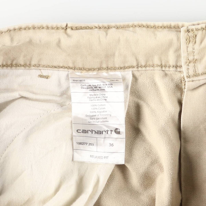 Carhartt Relaxed Fit Duck Cargo Shorts, Men's, W37 cotton Beige type Vintage Second Hand