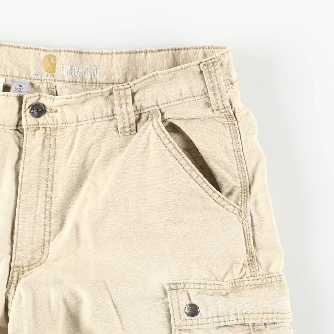 Carhartt Relaxed Fit Duck Cargo Shorts, Men's, W37 cotton Beige type Vintage Second Hand