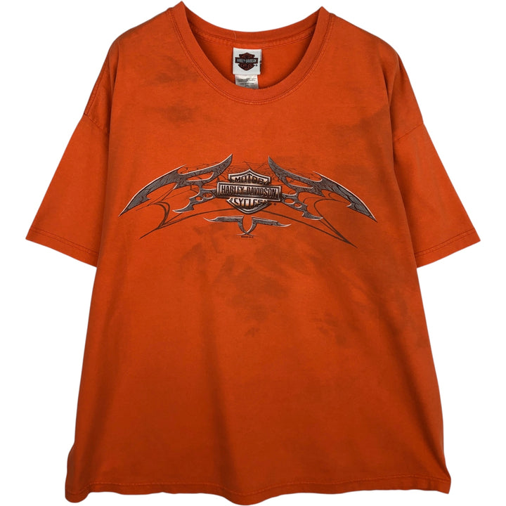 00'S Harley-Davidson Motorcycle Bike T-shirt Made in USA Men's XXL cotton orange type Vintage Second Hand