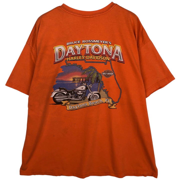 00'S Harley-Davidson Motorcycle Bike T-shirt Made in USA Men's XXL cotton orange type Vintage Second Hand