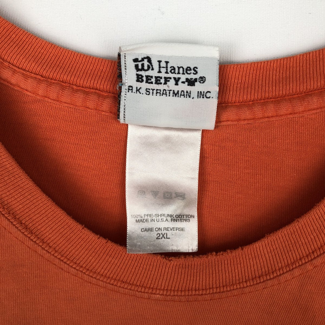 00'S Harley-Davidson Motorcycle Bike T-shirt Made in USA Men's XXL cotton orange type Vintage Second Hand