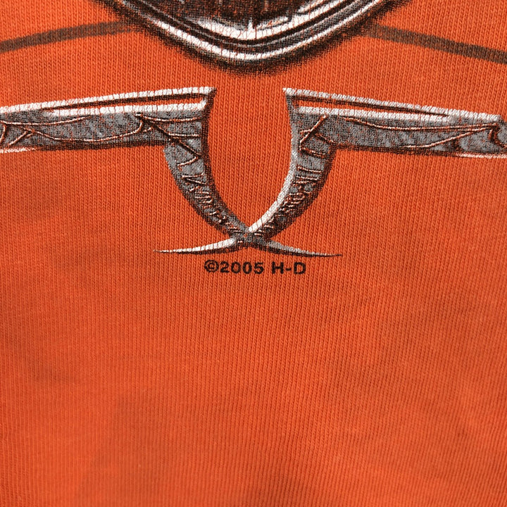 00'S Harley-Davidson Motorcycle Bike T-shirt Made in USA Men's XXL cotton orange type Vintage Second Hand