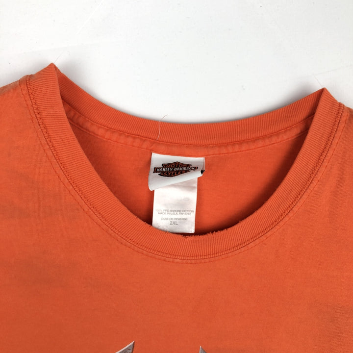 00'S Harley-Davidson Motorcycle Bike T-shirt Made in USA Men's XXL cotton orange type Vintage Second Hand