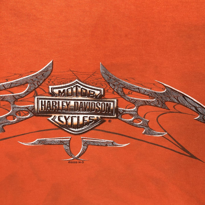 00'S Harley-Davidson Motorcycle Bike T-shirt Made in USA Men's XXL cotton orange type Vintage Second Hand