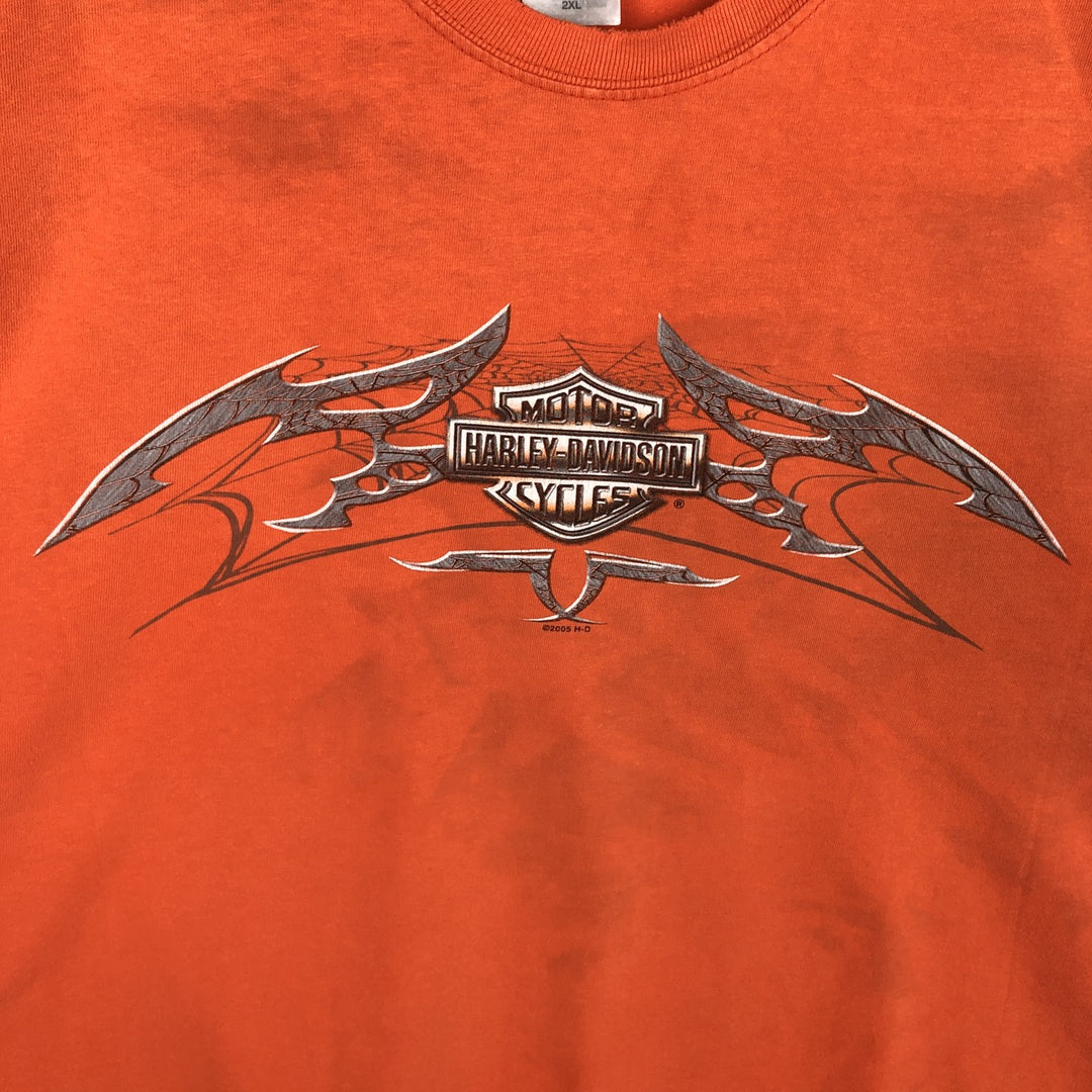 00'S Harley-Davidson Motorcycle Bike T-shirt Made in USA Men's XXL cotton orange type Vintage Second Hand