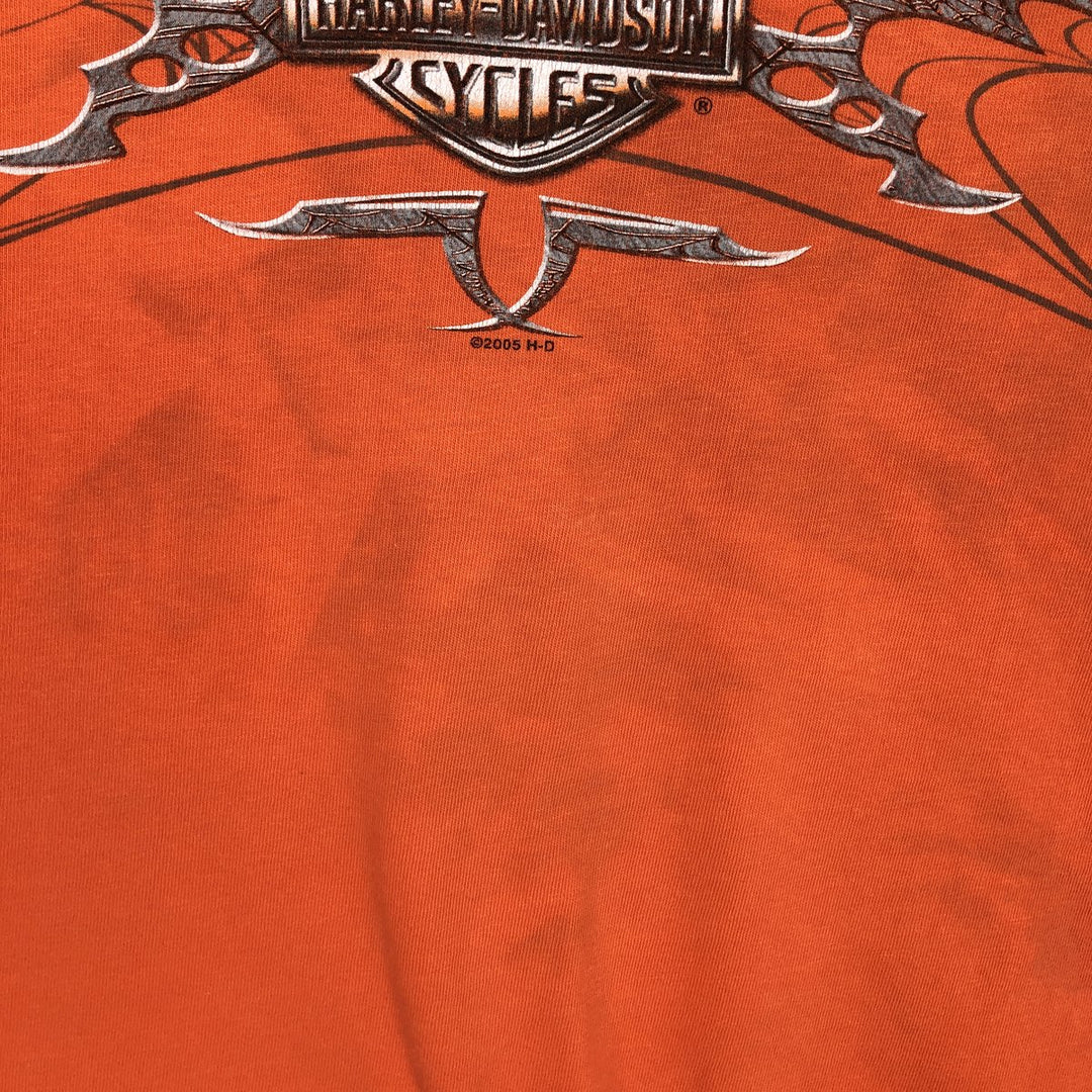 00'S Harley-Davidson Motorcycle Bike T-shirt Made in USA Men's XXL cotton orange type Vintage Second Hand