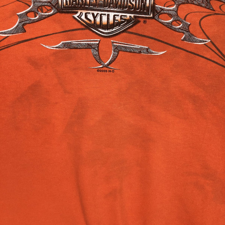 00'S Harley-Davidson Motorcycle Bike T-shirt Made in USA Men's XXL cotton orange type Vintage Second Hand