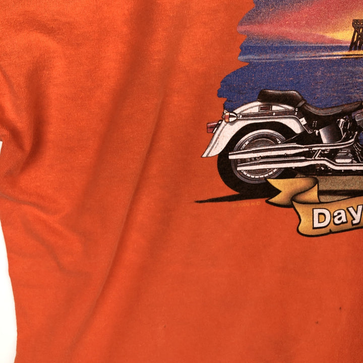 00'S Harley-Davidson Motorcycle Bike T-shirt Made in USA Men's XXL cotton orange type Vintage Second Hand