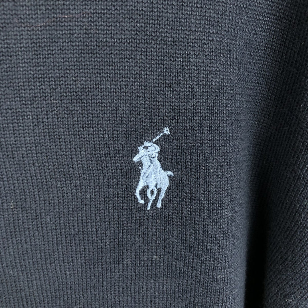 Ralph Lauren POLO RALPH LAUREN Cotton Knit Sweater Men's Size L Pima Cotton navy blue type Vintage Second Hand