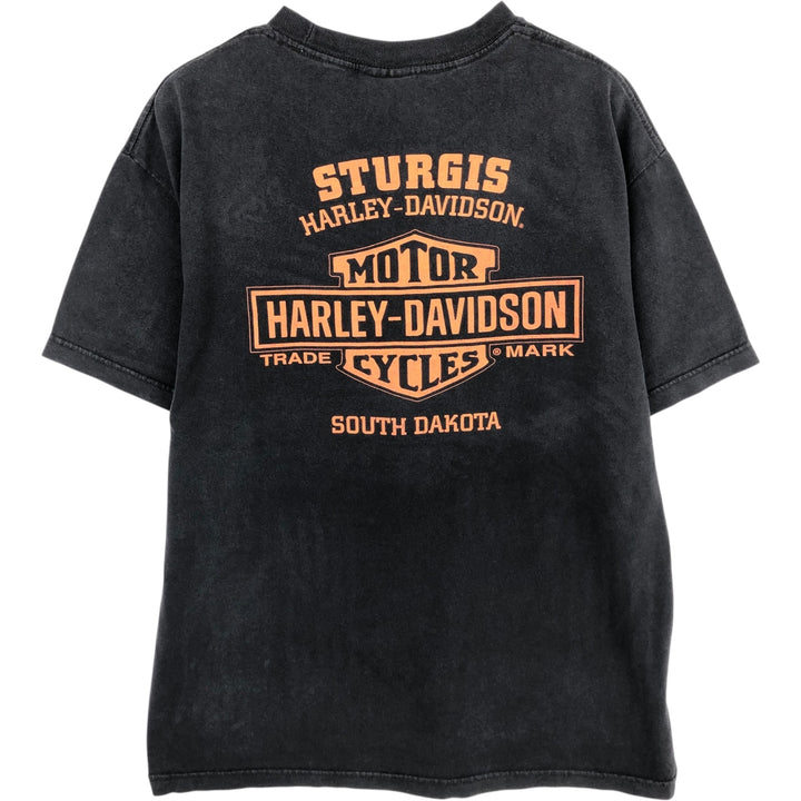 Harley-Davidson Motorcycle Bike T-shirt, Men's Size L cotton black type Vintage Second Hand