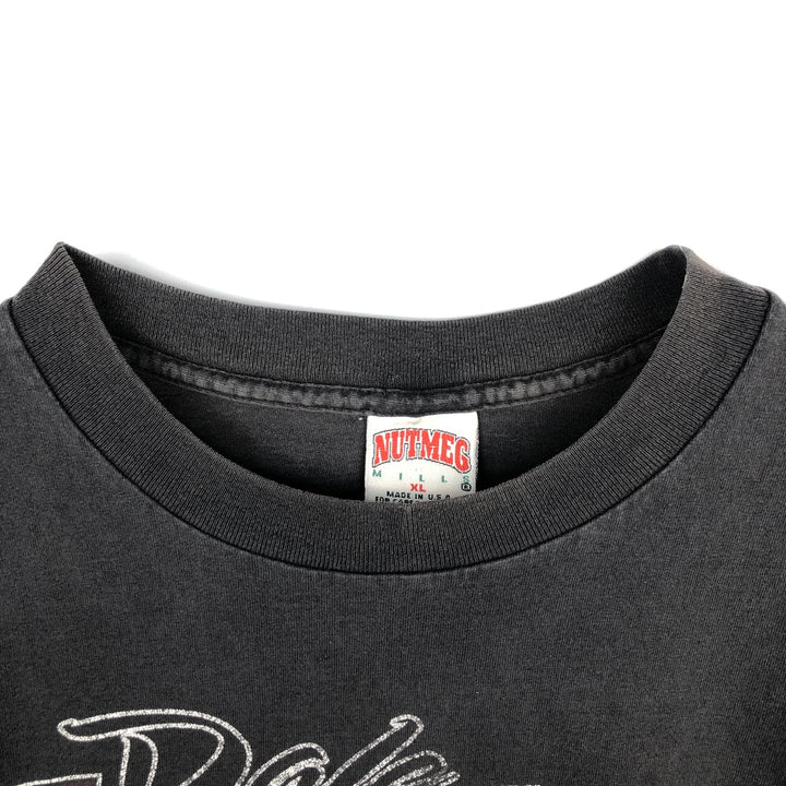 Vintage 90'S Nutmeg print T-shirt, Made in USA, Men's Size L cotton black type Vintage Second Hand