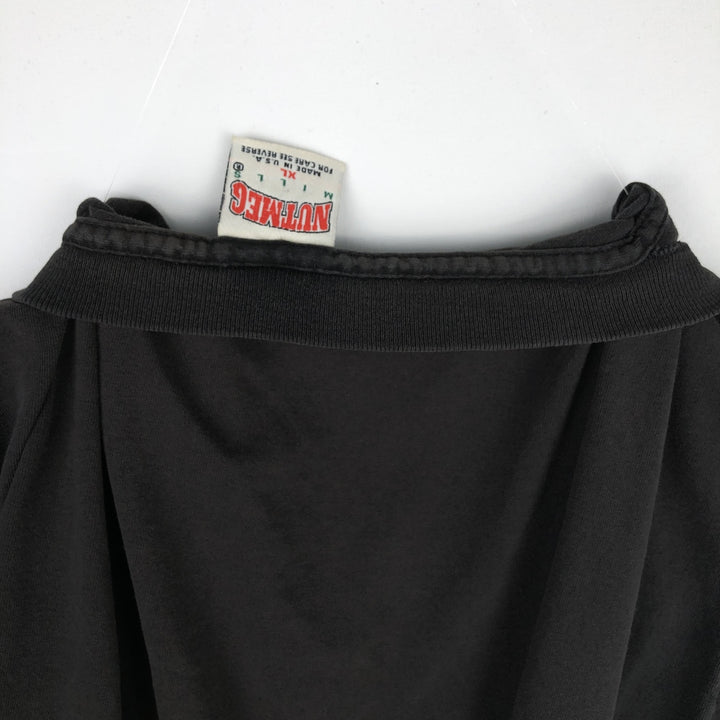 Vintage 90'S Nutmeg print T-shirt, Made in USA, Men's Size L cotton black type Vintage Second Hand