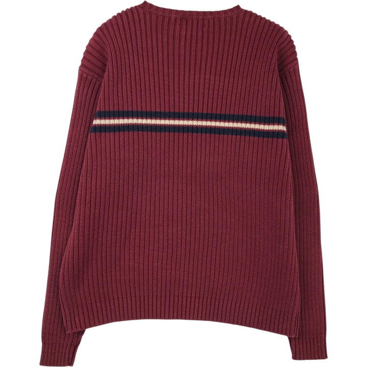 90'S - Vintage J.Crew Ribbed Cotton Knit Sweater, Men's Size L cotton wine-red Vintage Second Hand