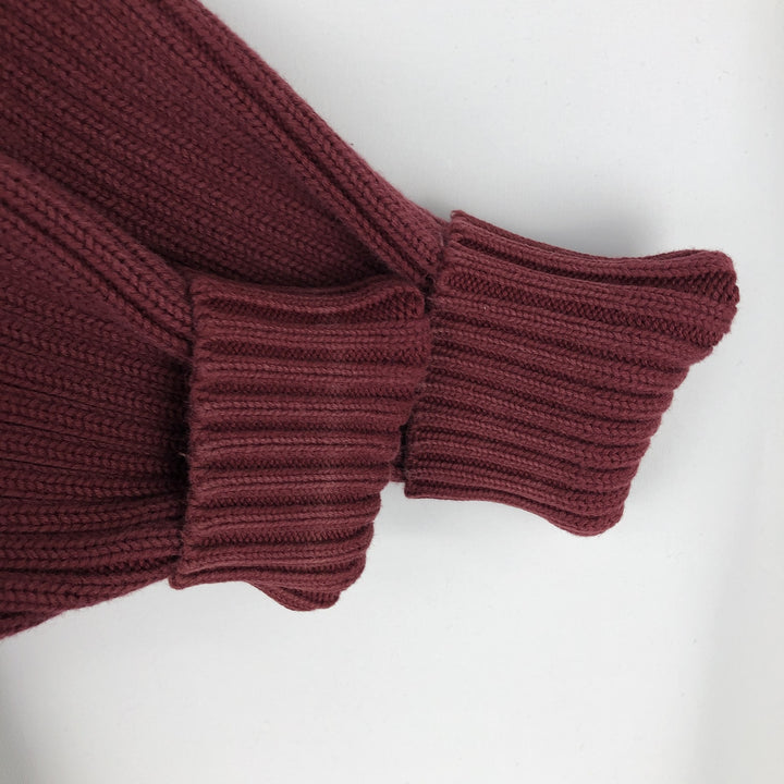 90'S - Vintage J.Crew Ribbed Cotton Knit Sweater, Men's Size L cotton wine-red Vintage Second Hand