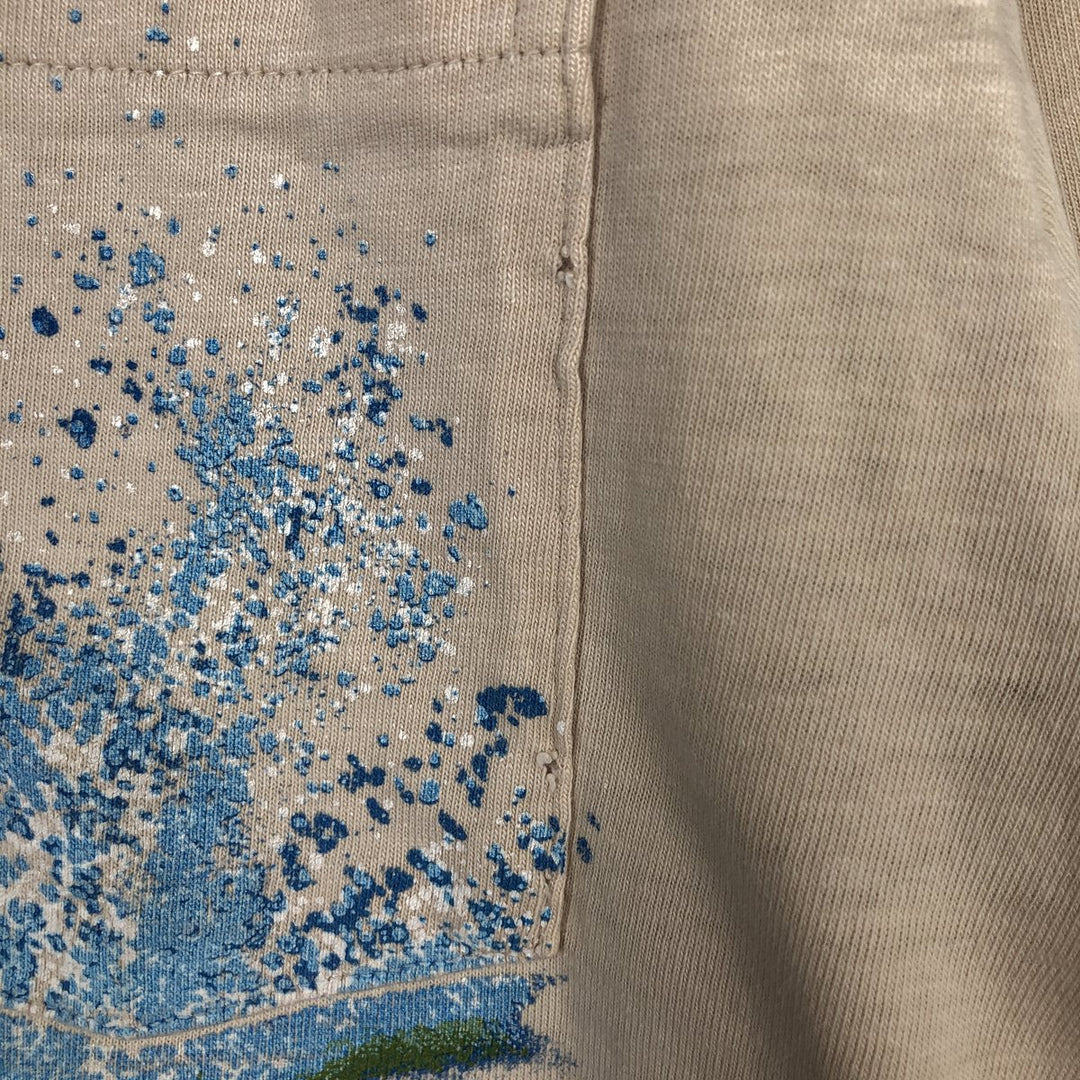 Town Craft Fish Print Animal T-Shirt, Made in USA, Men's Size L cotton unbleached Vintage Second Hand