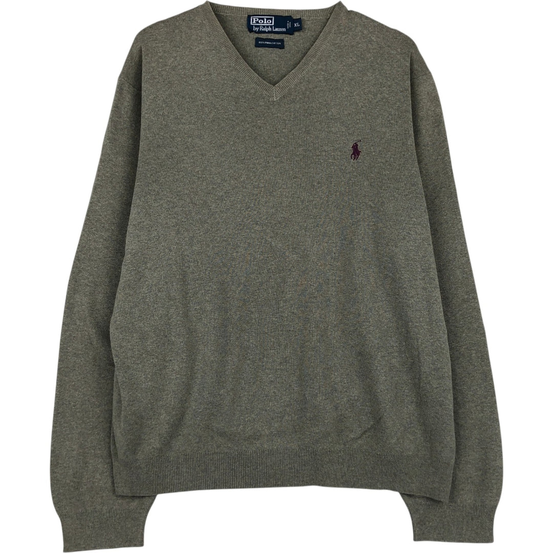 Ralph Lauren POLO by Ralph Lauren Cotton Knit Sweater Men's XL Supima Cotton gray type Vintage Second Hand