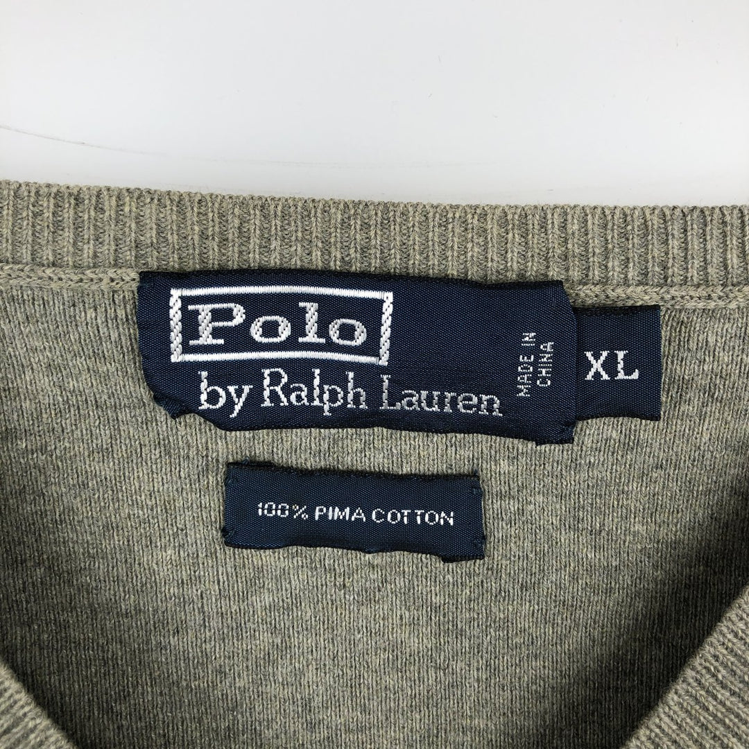 Ralph Lauren POLO by Ralph Lauren Cotton Knit Sweater Men's XL Supima Cotton gray type Vintage Second Hand