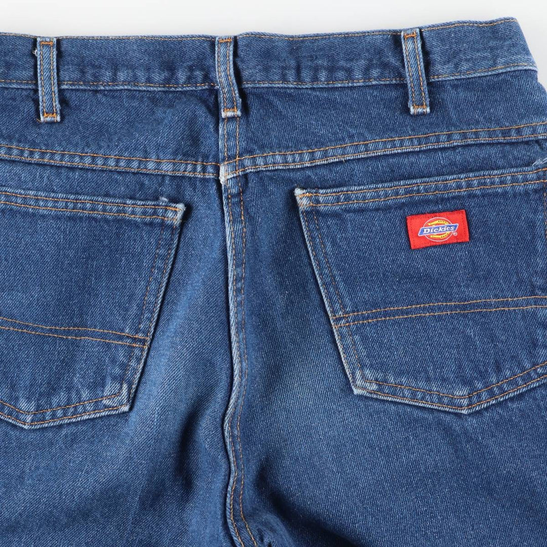 Dickies logo patch straight denim pants, men's size W34 cotton blue type Vintage Second Hand