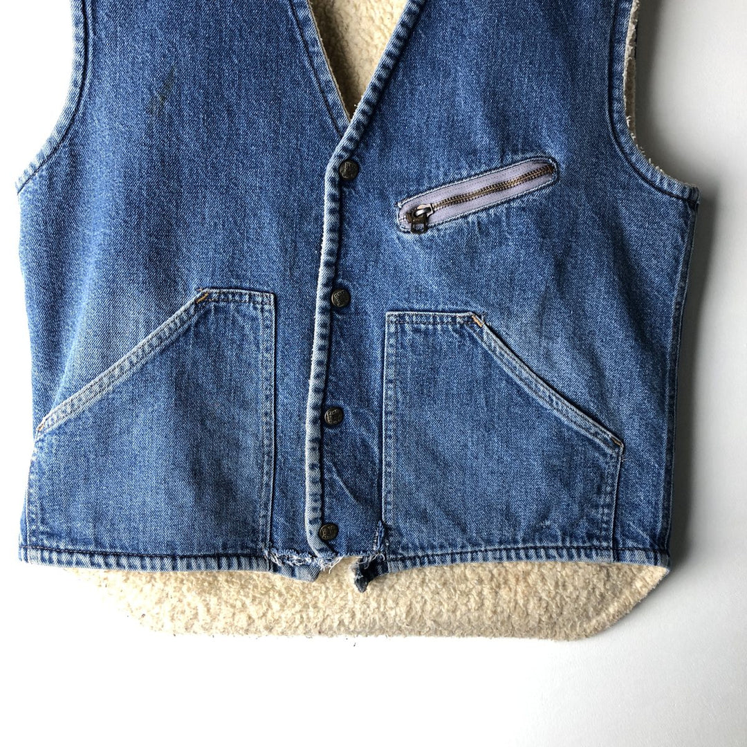 Vintage 1980'S Come on Strong denim boa vest, size M, men's unclear blue type Vintage Second Hand