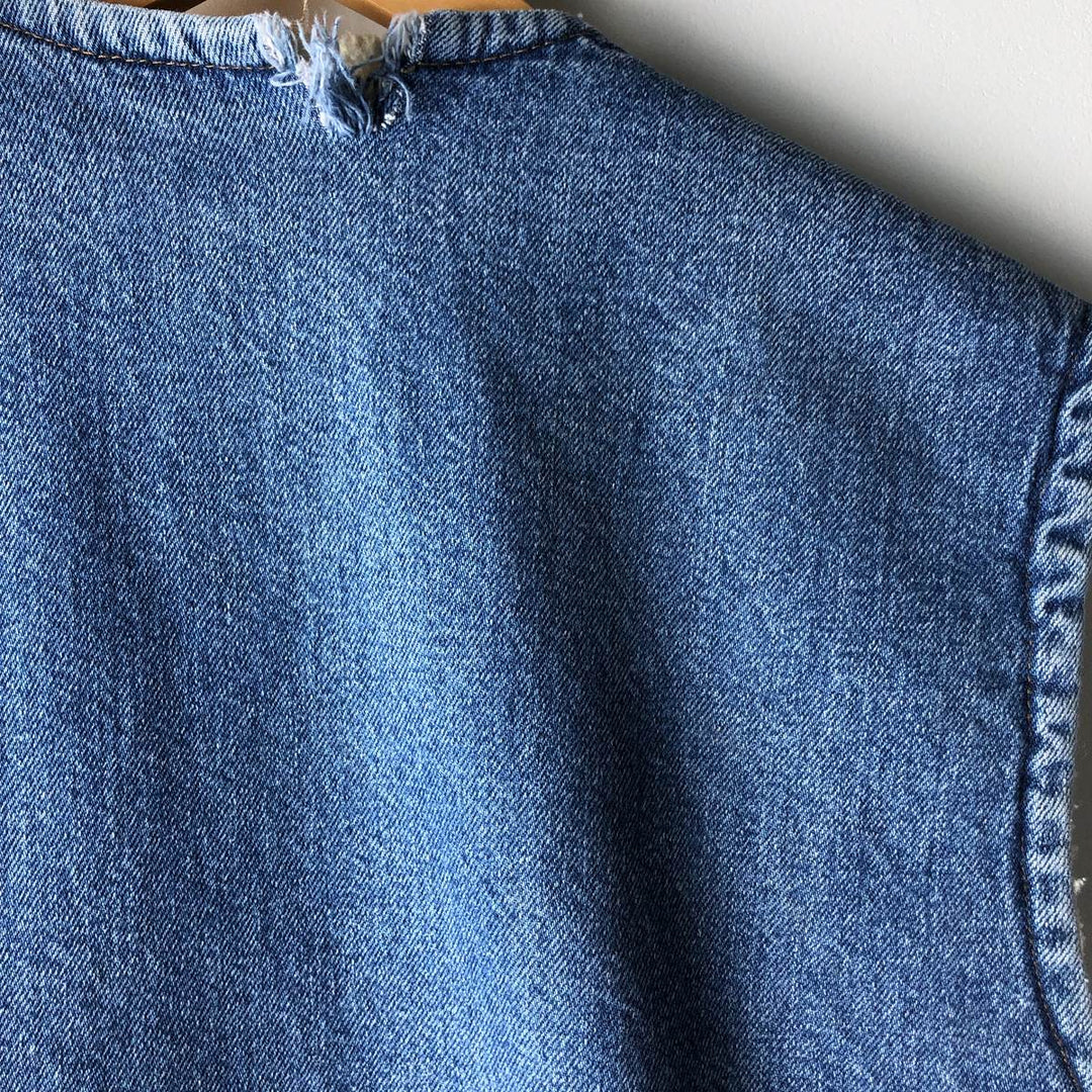Vintage 1980'S Come on Strong denim boa vest, size M, men's unclear blue type Vintage Second Hand
