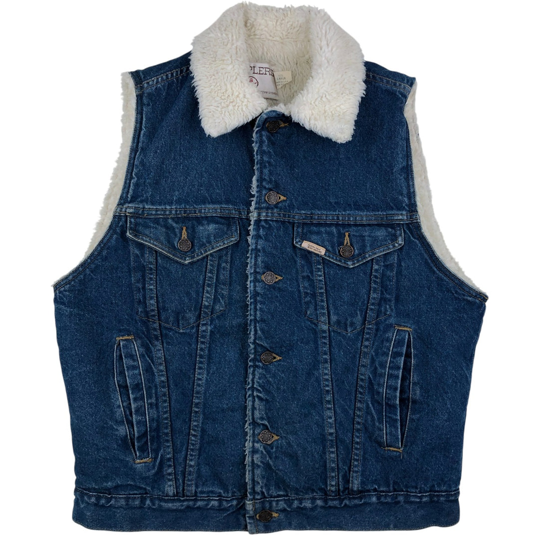 SHEPLERS Vintage Denim Boa Vest, Made in USA, Men's Size L cotton blue type Vintage Second Hand