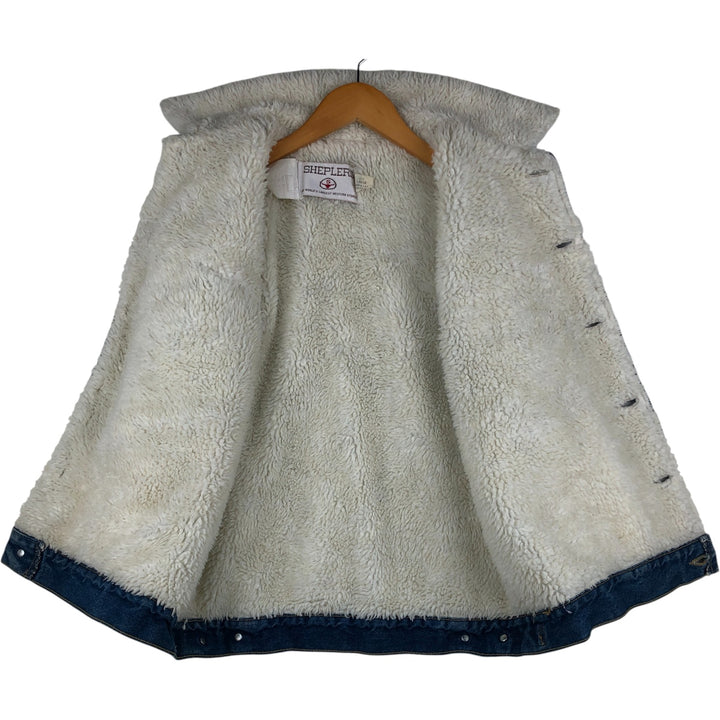 SHEPLERS Vintage Denim Boa Vest, Made in USA, Men's Size L cotton blue type Vintage Second Hand