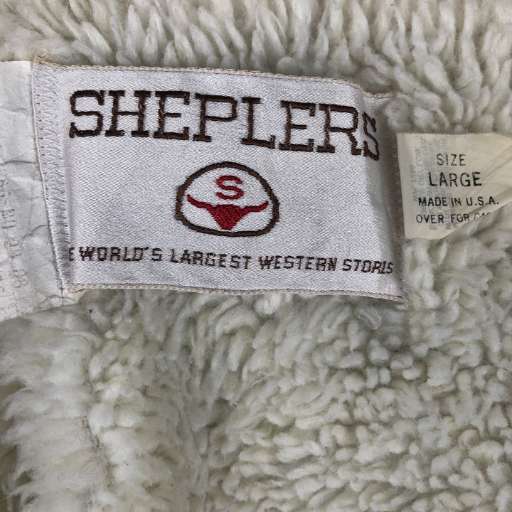 SHEPLERS Vintage Denim Boa Vest, Made in USA, Men's Size L cotton blue type Vintage Second Hand