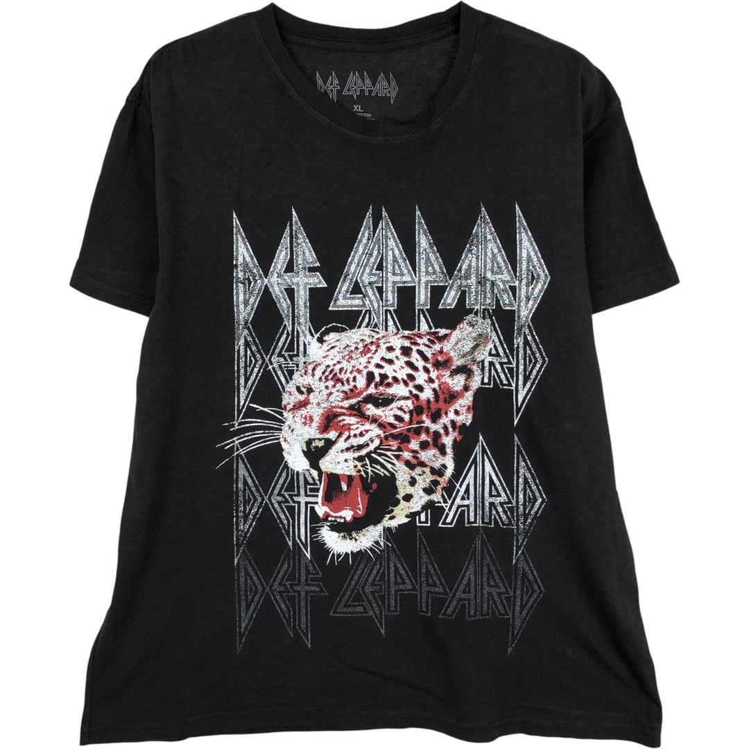 DEF LEPPARD Def Leppard Band T-shirt Band T Men's XL size cotton black type Vintage Second Hand