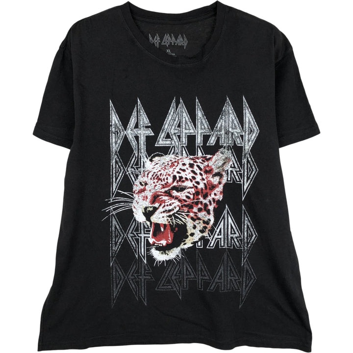 DEF LEPPARD Def Leppard Band T-shirt Band T Men's XL size cotton black type Vintage Second Hand