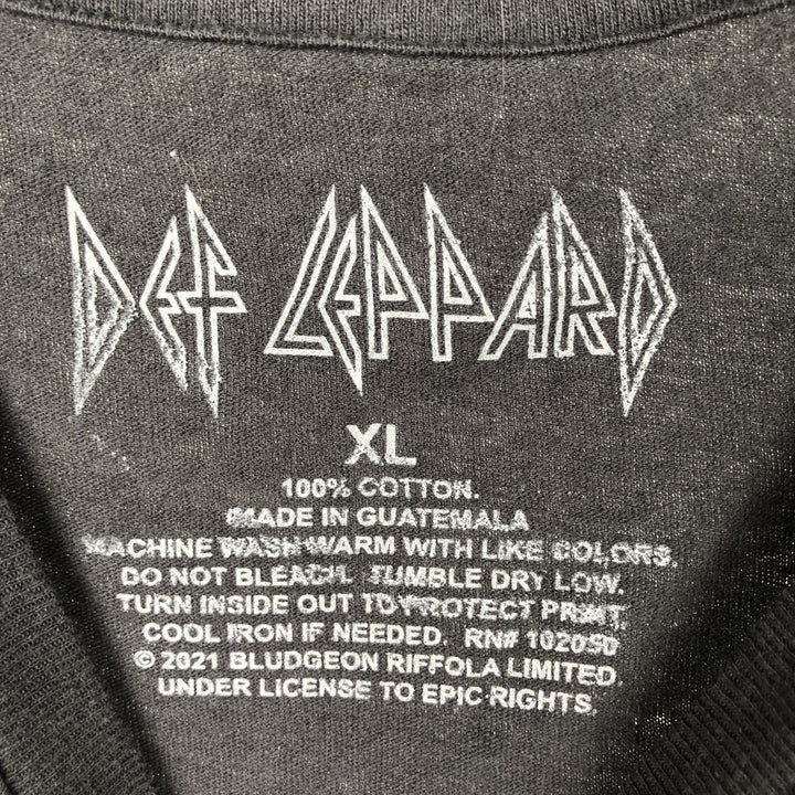 DEF LEPPARD Def Leppard Band T-shirt Band T Men's XL size cotton black type Vintage Second Hand