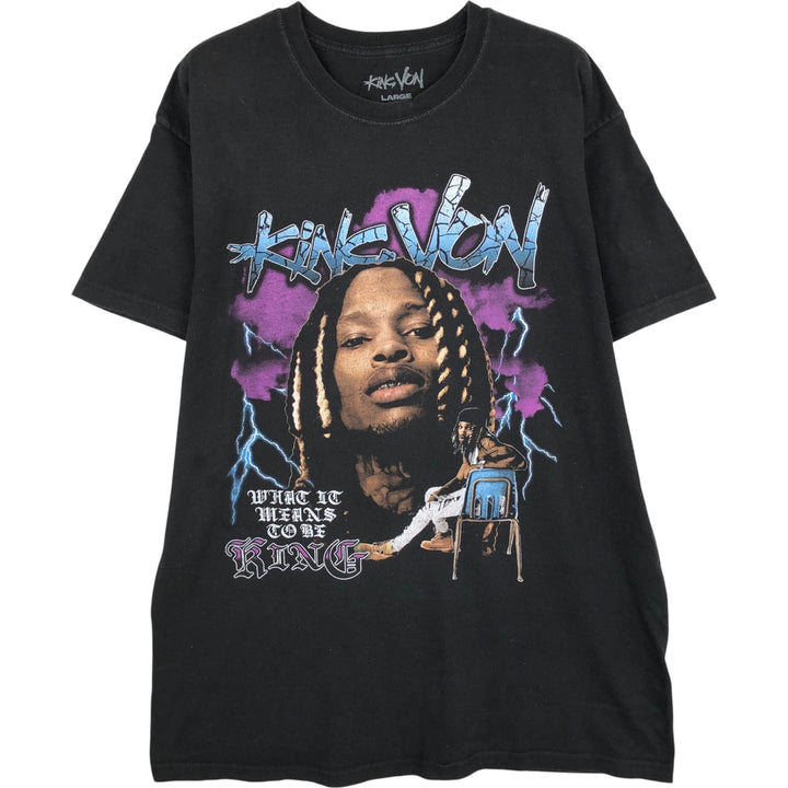 KING VON Rap T-shirt, Men's Size L cotton black type Vintage Second Hand