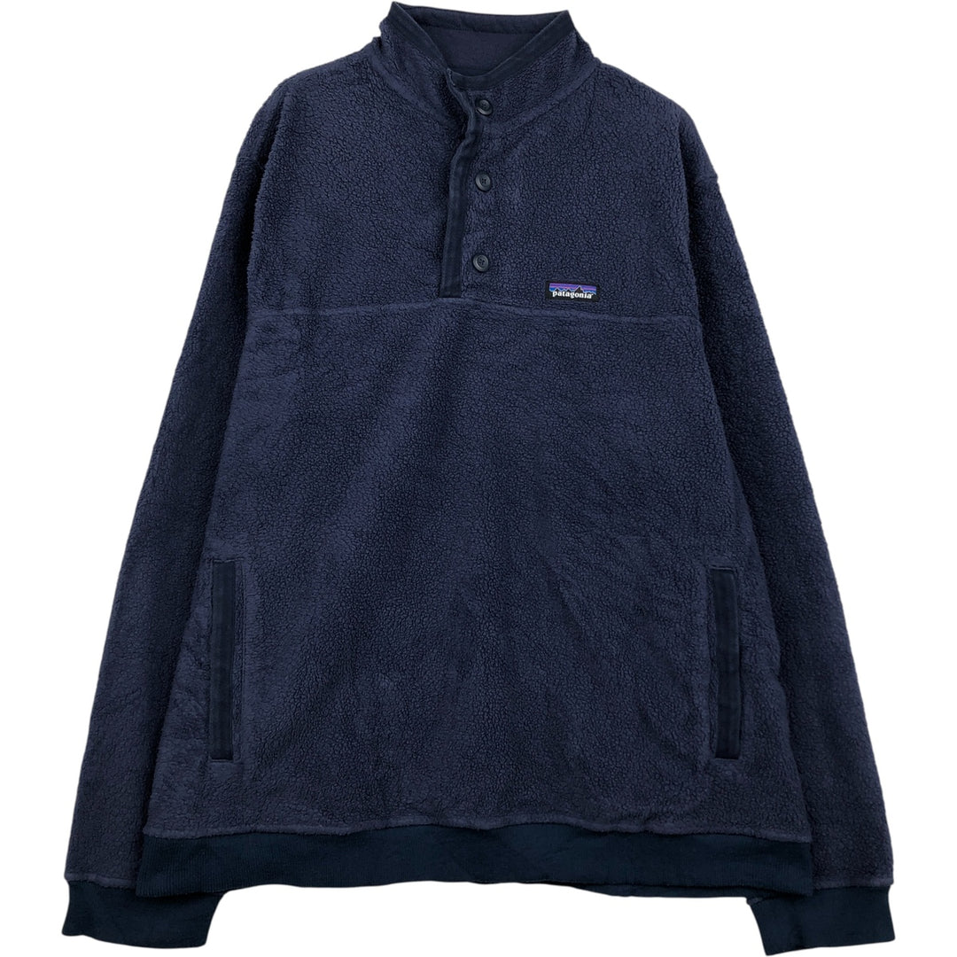 Patagonia Shearling Button Pullover 26140FA20 Half-Button Fleece Pullover, Men's XL recycled polyester navy blue type Vintage Second Hand