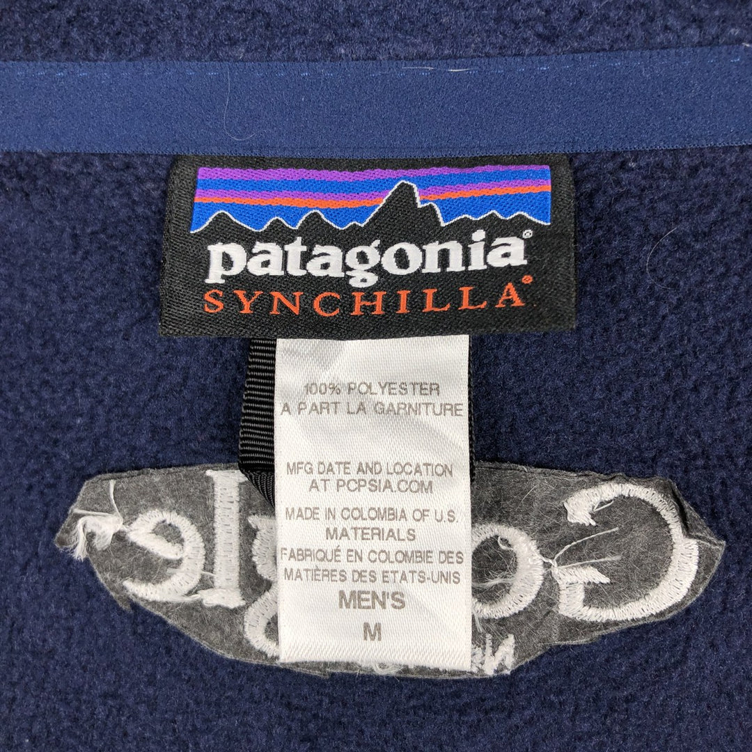 Patagonia Simple Synchilla Jacket (25098FA14) Google Fleece Jacket, Men's Medium polyester navy blue type Vintage Second Hand