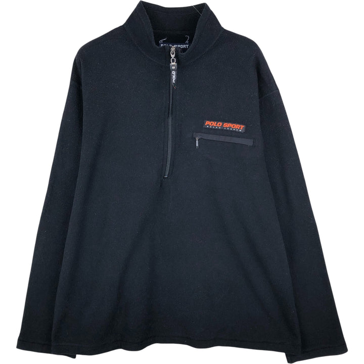 90'S Ralph Lauren POLO SPORT half-zip fleece pullover, made in the USA, men's size XL polyester black type Vintage Second Hand