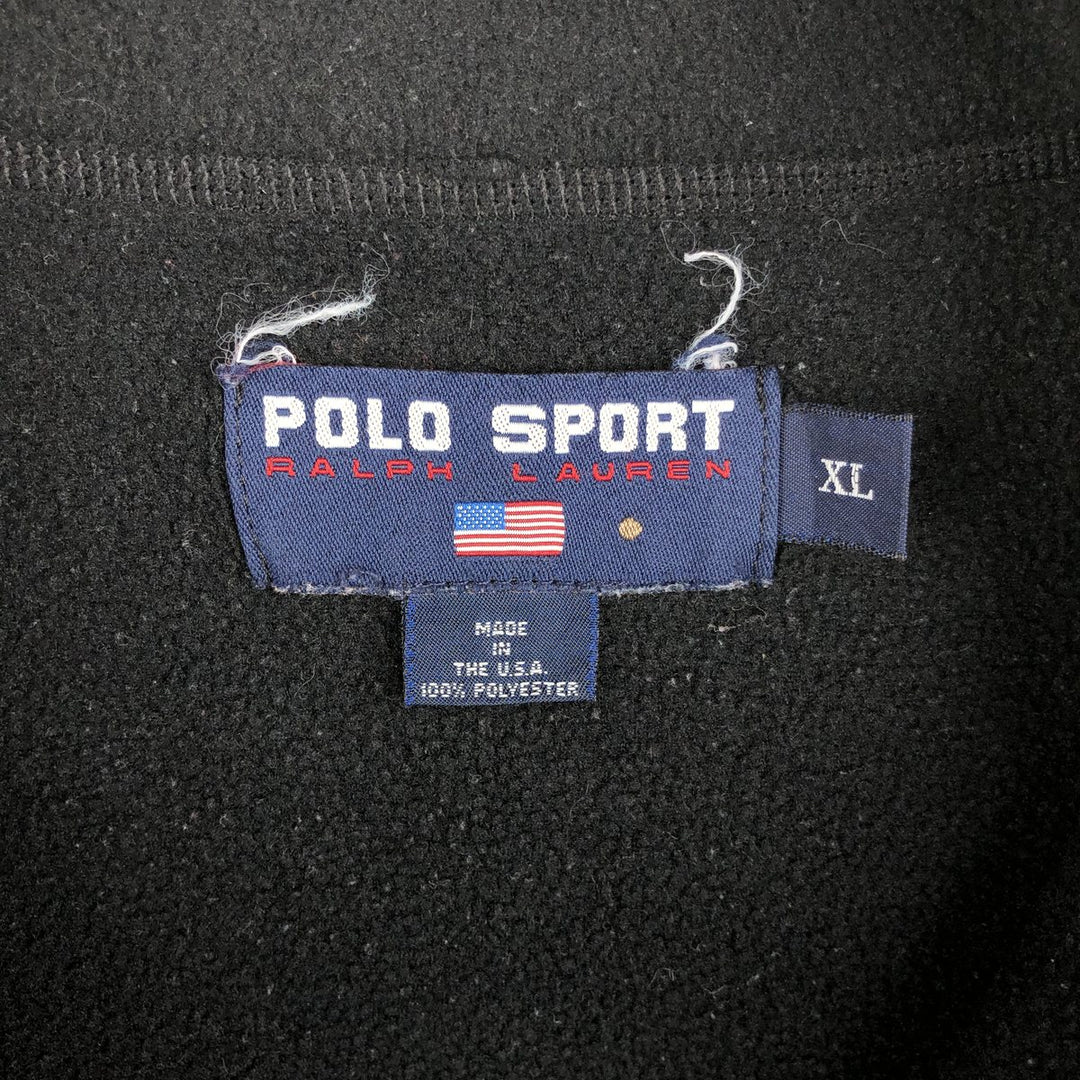 90'S Ralph Lauren POLO SPORT half-zip fleece pullover, made in the USA, men's size XL polyester black type Vintage Second Hand