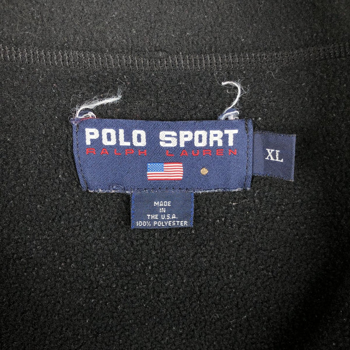 90'S Ralph Lauren POLO SPORT half-zip fleece pullover, made in the USA, men's size XL polyester black type Vintage Second Hand