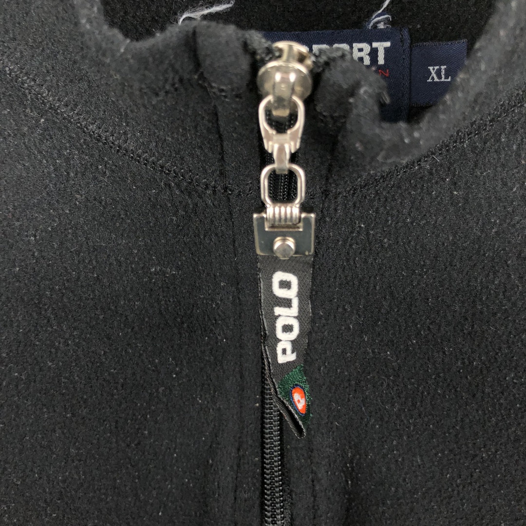 90'S Ralph Lauren POLO SPORT half-zip fleece pullover, made in the USA, men's size XL polyester black type Vintage Second Hand
