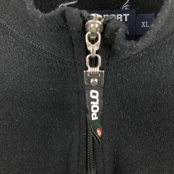90'S Ralph Lauren POLO SPORT half-zip fleece pullover, made in the USA, men's size XL polyester black type Vintage Second Hand
