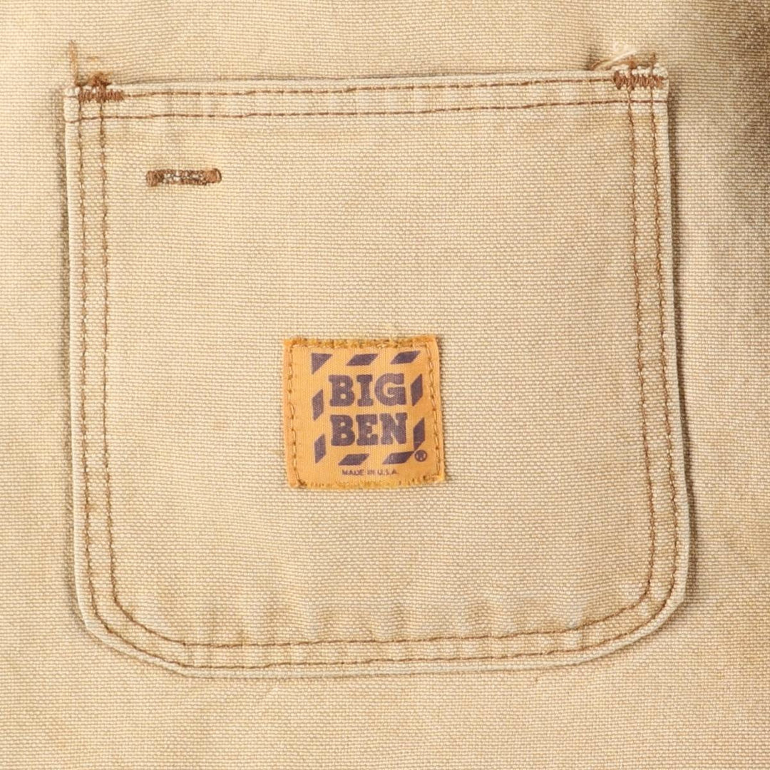 Vintage 1980'S Big Ben Michigan Chore Coat Duck Coverall, Made in USA, Men's XXL cotton beige type brown Vintage Second Hand