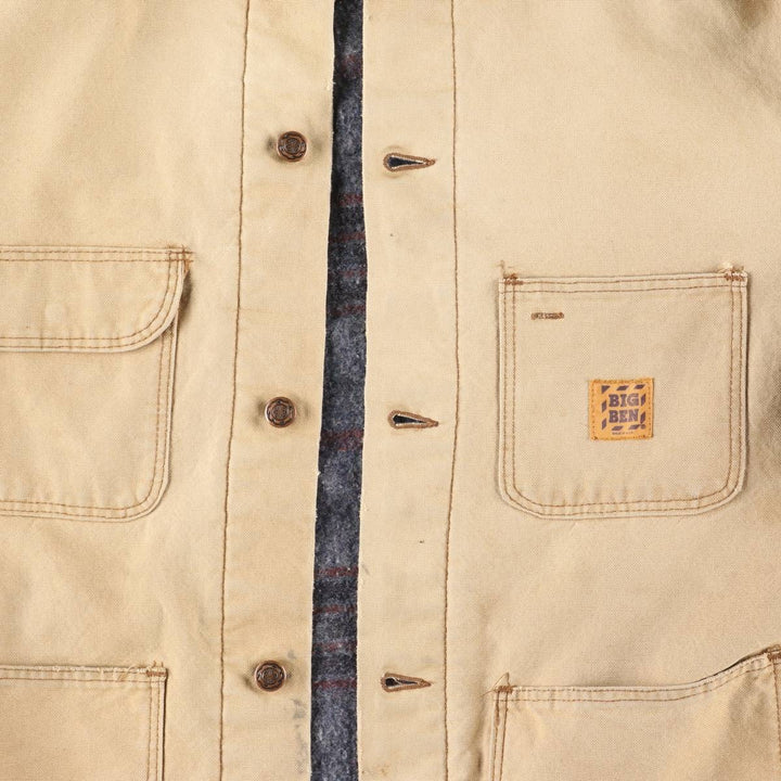 Vintage 1980'S Big Ben Michigan Chore Coat Duck Coverall, Made in USA, Men's XXL cotton beige type brown Vintage Second Hand