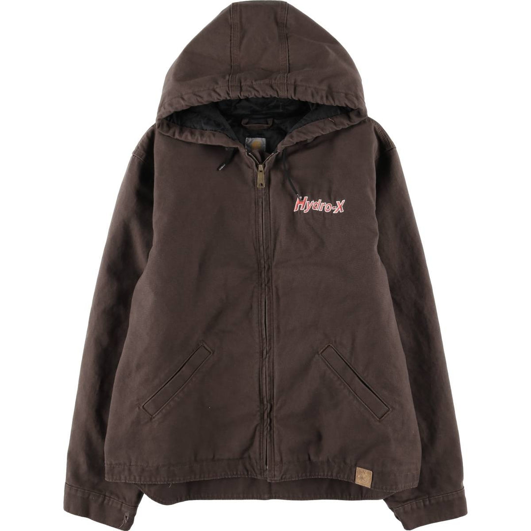 Carhartt Active Jacket, Padded Duck Full-Zip Hoodie, Men's XL, Quilted Liner cotton brown type Vintage Second Hand