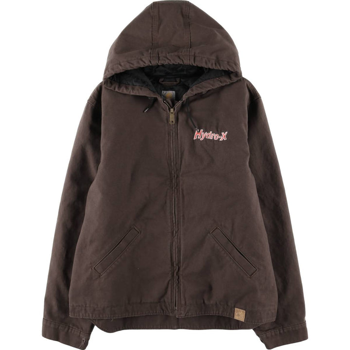 Carhartt Active Jacket, Padded Duck Full-Zip Hoodie, Men's XL, Quilted Liner cotton brown type Vintage Second Hand