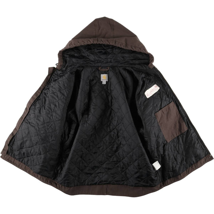 Carhartt Active Jacket, Padded Duck Full-Zip Hoodie, Men's XL, Quilted Liner cotton brown type Vintage Second Hand